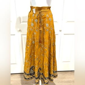 Soft Surroundings Embellished Metallic Embroidered Maxi Skirt Size MEDIUM